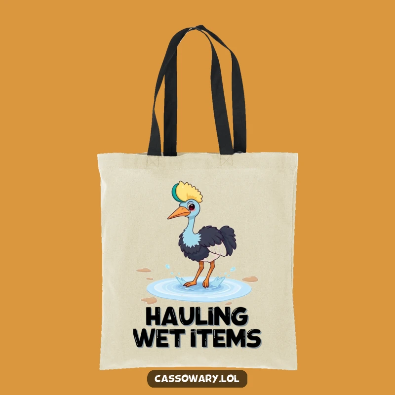 Funny Cassowary Puddle Tote Bag - Playful Bird Carryall Gift!