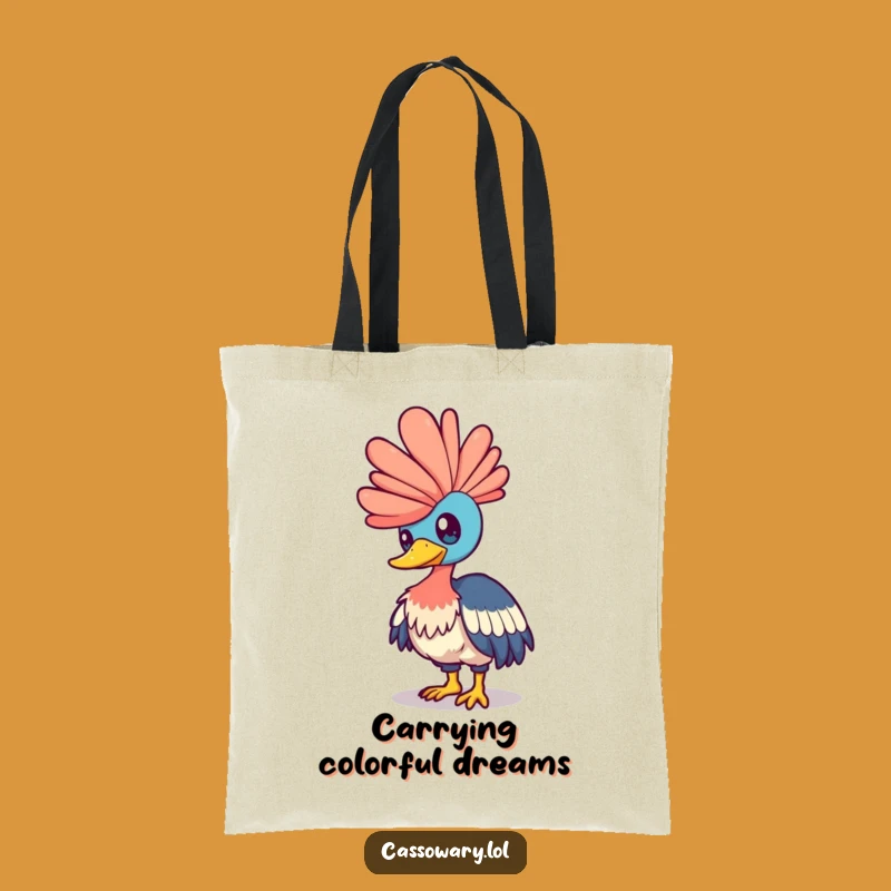 Funny Cassowary Rainbow Tote Bag: Carry Your Colorful Dreams