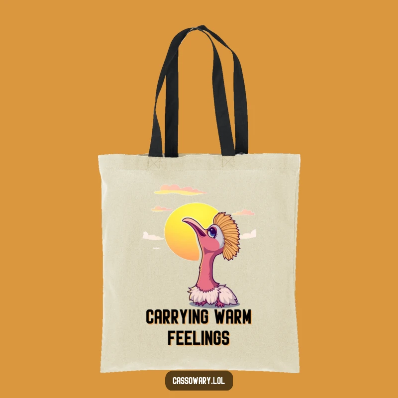 Funny Cassowary Sunset Tote Bag: Serene Bird Carrying Gift
