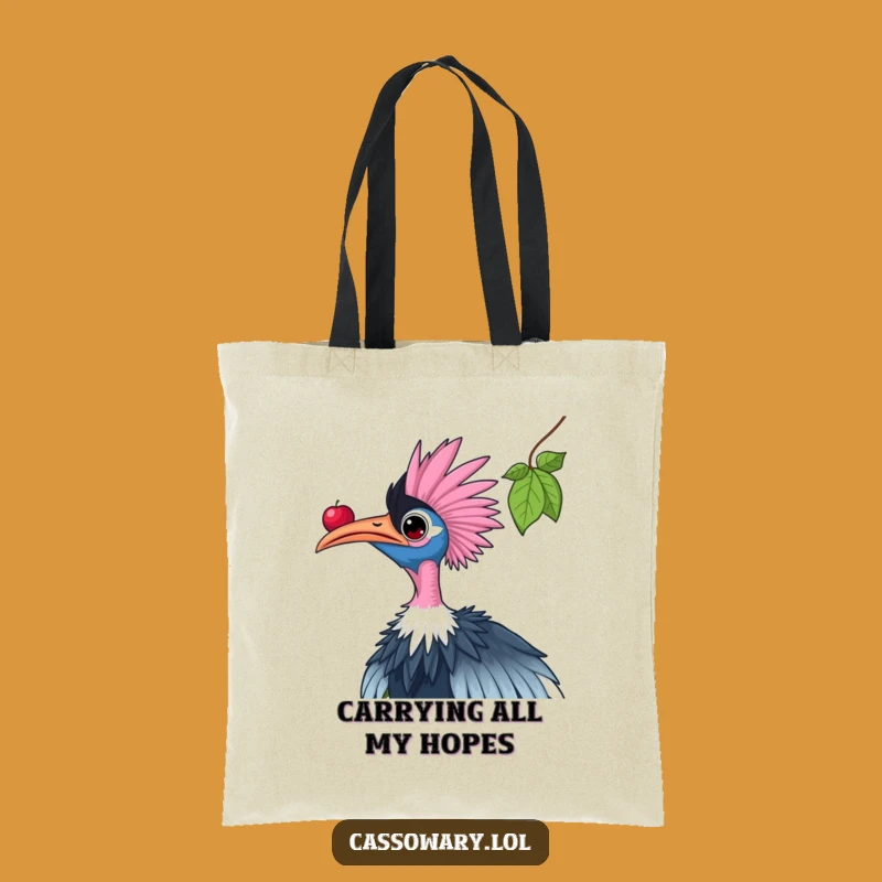 Funny Cassowary Tote Bag: Reaching for Berries, Humorous Shopping Bag