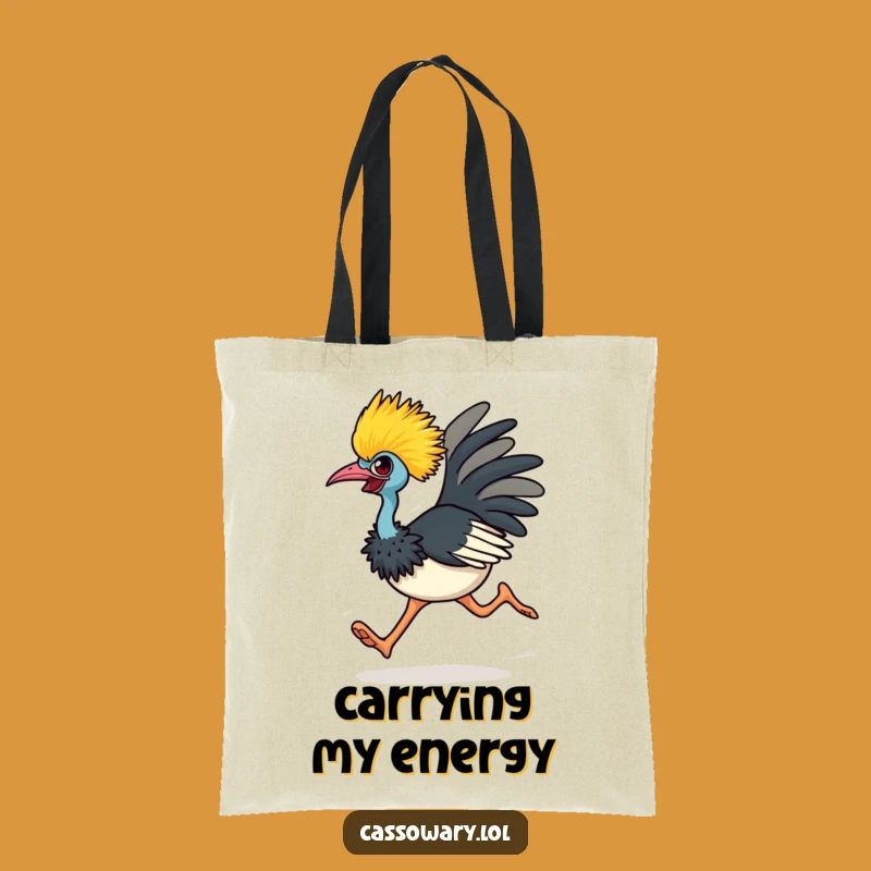 Funny Energetic Cassowary Tote Bag - Determined Bird Carry-All Gift