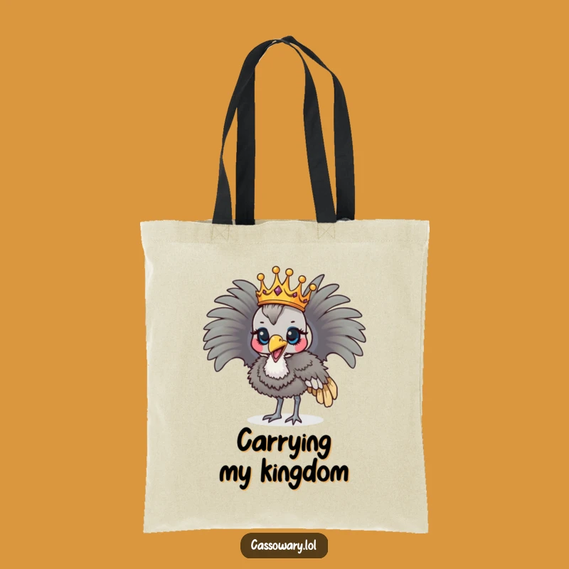 Funny Regal Cassowary Tote Bag - Crowned Bird Parading Carry-All