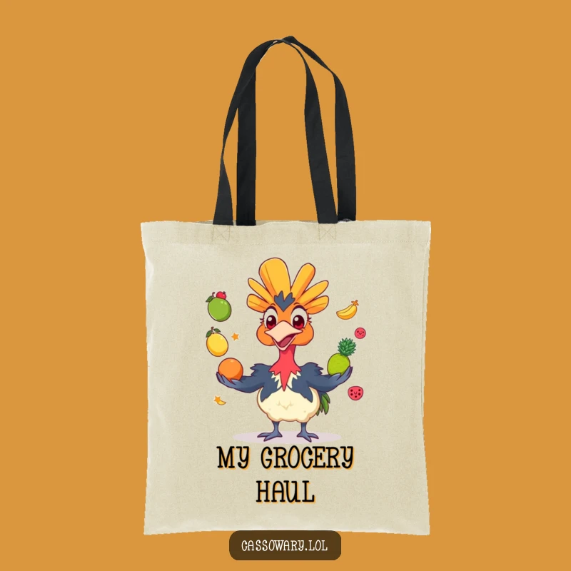 Funny Cassowary Juggling Fruit Tote Bag - Grinning Bird Accessory